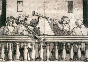 Hans, the Younger Holbein - Musicians on a Balcony c. 1527